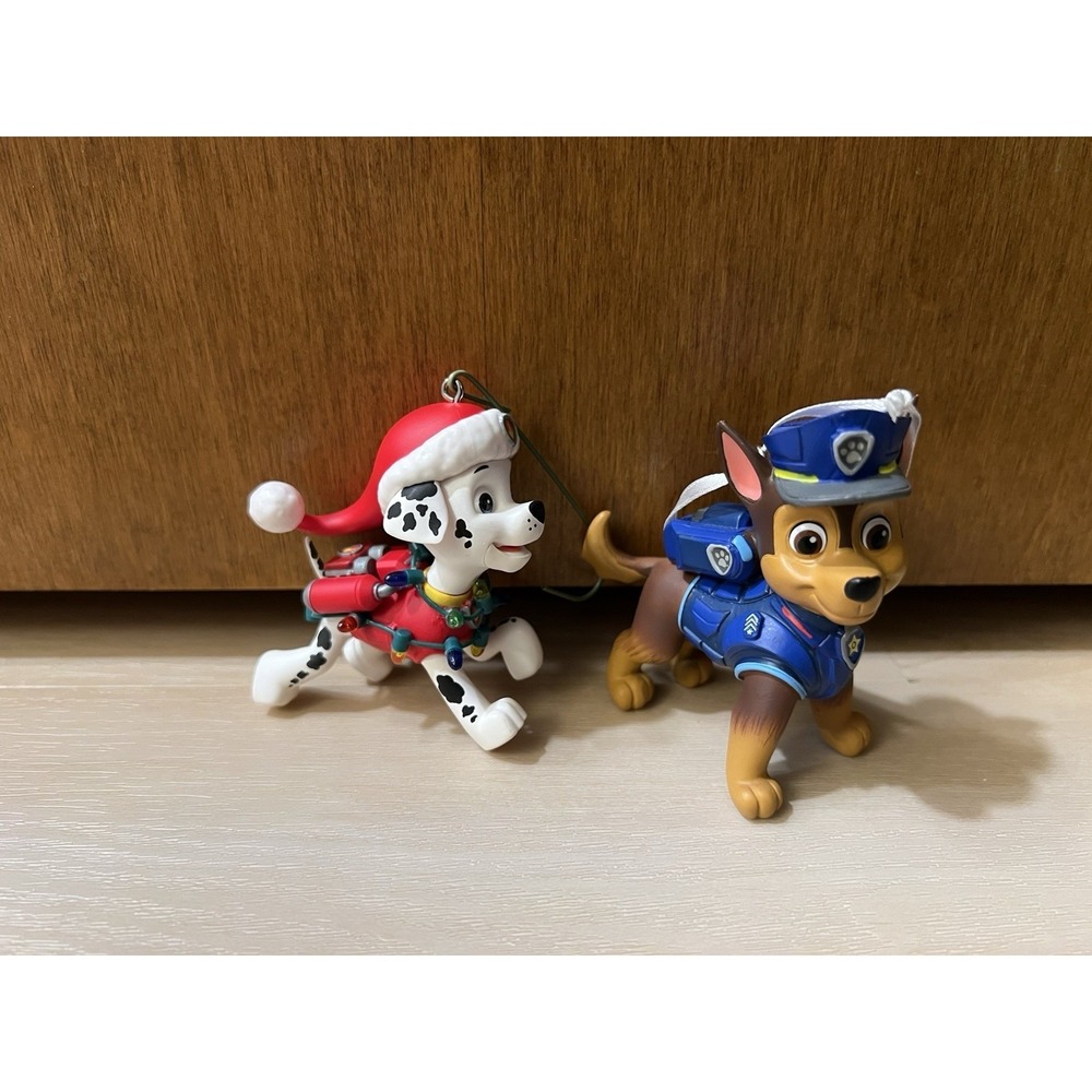 HALLMARK Paw Patrol (Marshall & Chase) Christmas Tree Ornament Set Of 2